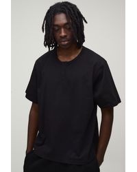 BoohooMAN - Basic Relaxed Fit Henley T-Shirt - Lyst