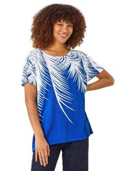 Roman - Palm Leaf Print Crew Neck Tee - Lyst