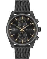 BOSS - Zwarte Rvs Dresswatch - Lyst