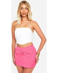 Boohoo - Cut Out Detail Linen Look Mini Skirt - Lyst