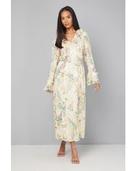 Wallis - Floral Ruffle Belted Midaxi Dress - Lyst