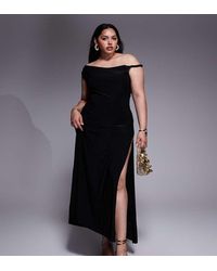 ASOS - Design Twist Shoulder With Lace Up Back Maxi Dress - Lyst