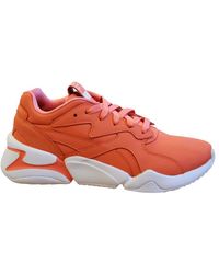 PUMA - Nova X Pantone Low Living Coral Leather Lace Up Trainers 370723 01 - Lyst