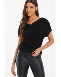 Quiz - Ruched Wrap Top - Lyst