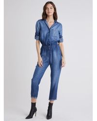 Bella Dahl - Collared Neck Three Quarter Sleeve Denim Jumpsuit - Lyst