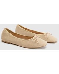 Boohoo - Faux Suede Square Toe Ballet Flats - Lyst