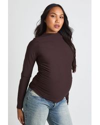 Boohoo - Maternity Grown On Neck Ruched Side Long Sleeve Top - Lyst