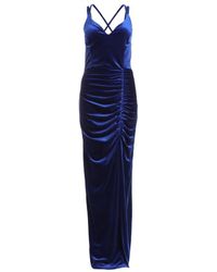 Quiz - Royal Velvet Ruched Maxi Dress - Lyst