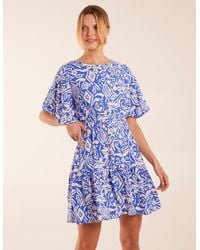 Blue Vanilla - Crew Neck Aztec Tiered Mini Dress - Lyst
