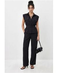 Bianco Lucci - Belted Sleeveless Blouse And Wide-Leg Trousers Set - Lyst