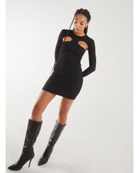 Pink Vanilla - Popcorn Scoop Racer Long Sleeve Mini Dress - Lyst