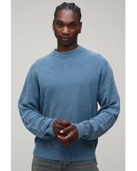BoohooMAN - Tall Relaxed Acid Washed Rib Knitted Jumper - Lyst