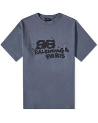 Balenciaga - Hand Draw Bb Icon Logo T-shirt In Blauw - Lyst