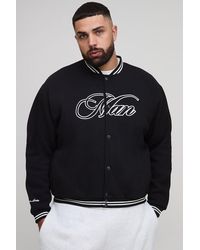 BoohooMAN - Plus Oversized Jersey Embroidered Varsity Jacket - Lyst