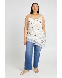 Boohoo - Plus Polka Dot Lace Asymmetric Top - Lyst