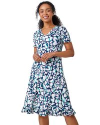 Roman - Petite Floral Frill Hem Stretch Dress - Lyst