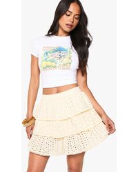 Boohoo - Broderie Ruffle Mini Skirt - Lyst