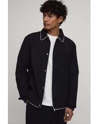 BoohooMAN - Tall Tailored Zip Up Contrast Piping Co-Ord Harrington Jacket - Lyst