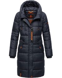 Marikoo - Damen Winterjacke – Lange Steppjacke Mit Kapuze & Vielen Taschen - Lyst