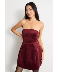 Warehouse - Petite Bonded Velvet Mini Bustier Dress - Lyst