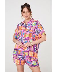 Izabel London - Patchwork Print Short Sleeve Shirt - Lyst
