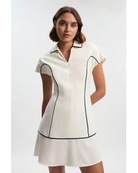 Karen Millen - Tailored Crepe Tipped Mini Shirt Dress - Lyst