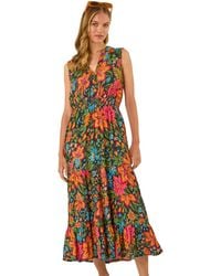 Roman - Floral Shirred Maxi Dress - Lyst