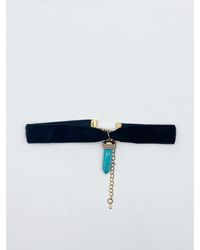 SVNX - Faux Velvet Choker With Stone Charm - Lyst