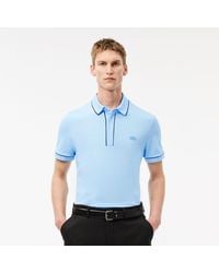 Lacoste - Regular Fit Paris Stretch Piqué Poloshirt In Lichtblauw - Lyst