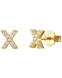 The Jewellery Stockroom - 18Ct Plated Sterling Cubic Zirconia Initial Stud Earrings - Lyst