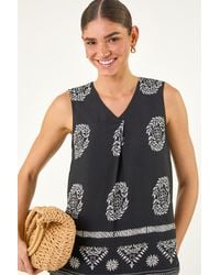 Roman - Mono Border Print Vest - Lyst