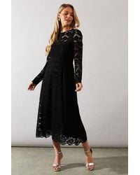 Wallis - Lace Fit And Flare Midi Dress - Lyst