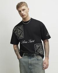 River Island - T-Shirt Cotton Ame Saint Midweight - Lyst