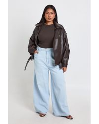 Boohoo - Plus Basic Rib Long Sleeve Fitted Longline Top - Lyst