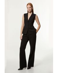 Karen Millen - Petite Compact Stretch Essential Tailored Straight Leg Trouser - Lyst