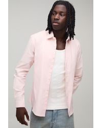 BoohooMAN - Slim Fit Long Sleeve Cotton Shirt - Lyst