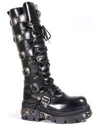 New Rock - Knee High Leather Gothic Boots-272-S1 - Lyst