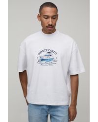 BoohooMAN - Oversized Boxy Monte Carlo Yacht Print T-Shirt Cotton - Lyst