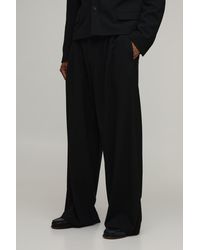 BoohooMAN - Tailored Pleat Front Wide Fit Suit Trousers - Lyst