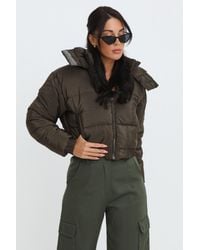 Femme Luxe - Cropped Padded Long Sleeve Zip Front Shower Proof Jacket - Lyst