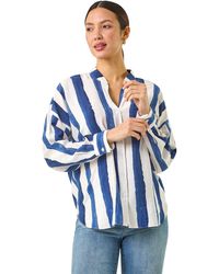 Roman - Stripe Print Relaxed Button Shirt - Lyst