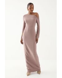 MissPap - Knitted Asymmetric Neckline Midaxi Dress - Lyst