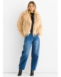 Gini London - Light Plain Fringe Faux Fur Short Jacket - Lyst
