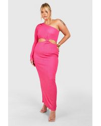 Boohoo - Plus Textured Cut Out One Shoulder Maxi Dress - Lyst