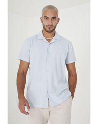 Brave Soul - Pale 'Luca' Short Sleeve Fine Stripe Revere Collar Shirt - Lyst