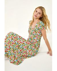 Roman - Floral Print Tea Midi Dress - Lyst