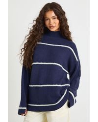 Boohoo - High Neck Seam Detail Knit Jumper - Lyst