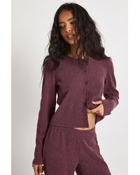 Boohoo - Textured Button Through Long Sleeve Top - Lyst
