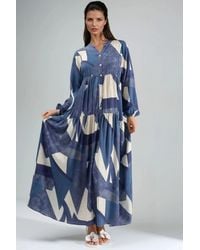 Hiccup - Printed Long Sleeve Viscose Maxi Dress - Lyst