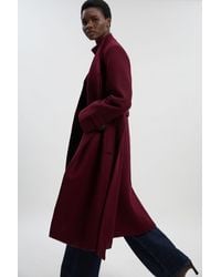 Karen Millen - Wool Wrap Neck Tailored Belted Midi Coat - Lyst